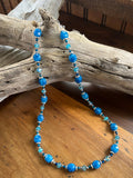 Blue Dolomite Jasper & Crystal Beaded Necklace
