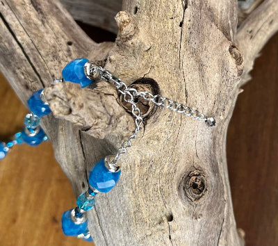Blue Dolomite Jasper & Crystal Beaded Necklace