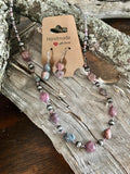 Genuine Rough Cut Tourmaline Necklace & Earring Set — Handmade