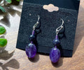 Amethyst Earrings with Purple Goldstone and Seed Beads