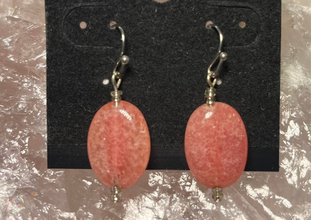 Cherry Quartz Oval Drop Earrings