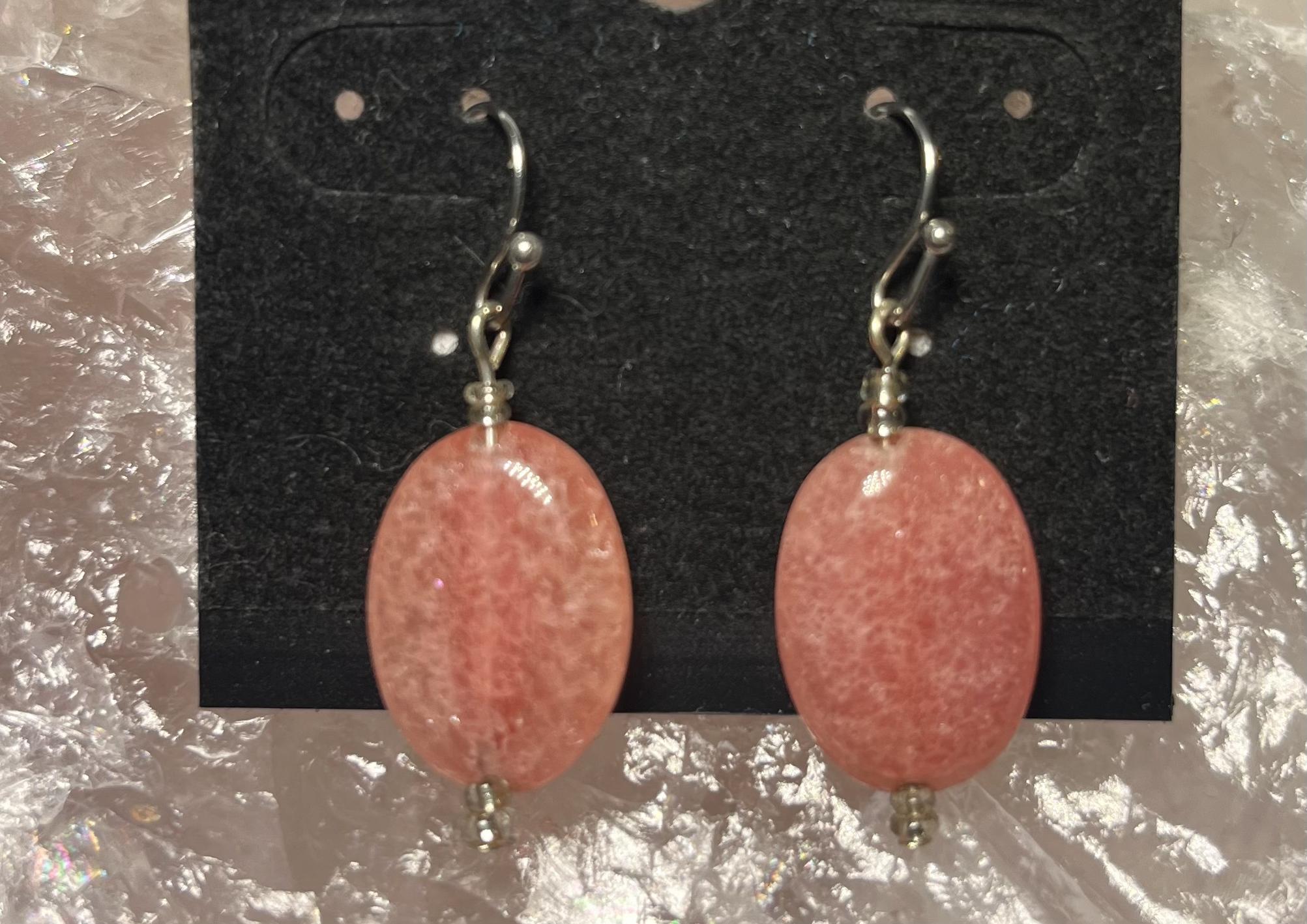Cherry Quartz Oval Drop Earrings