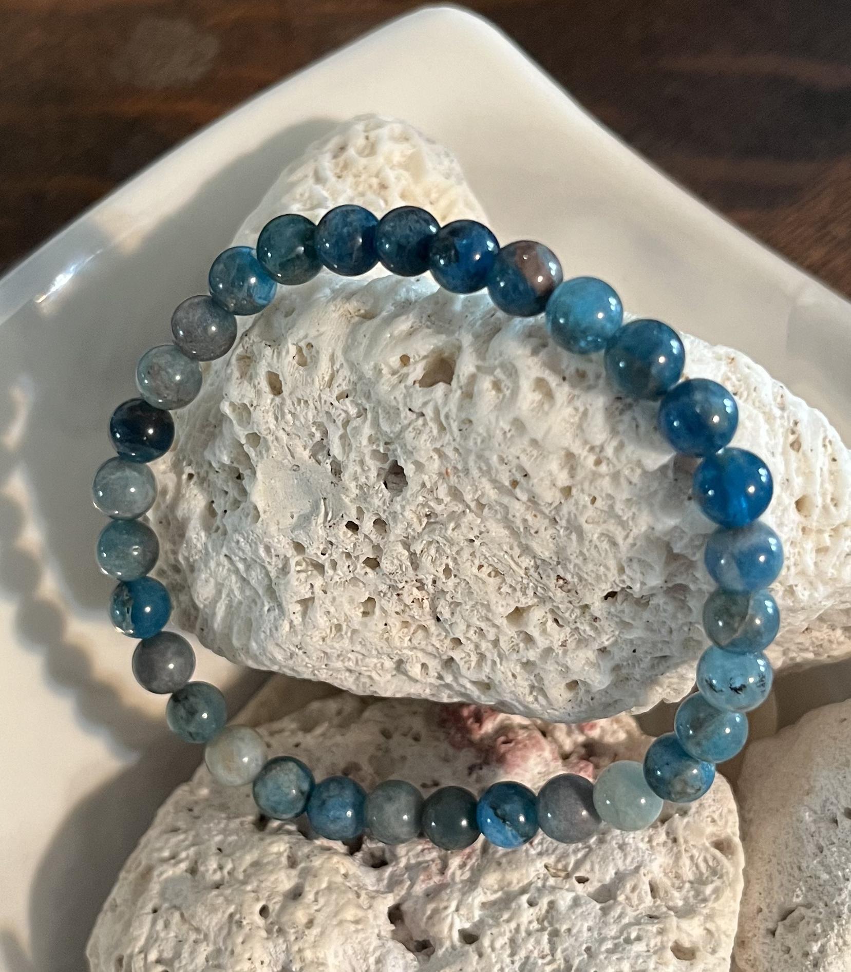Solid Colorful Blue Apatite Stretch Bracelet