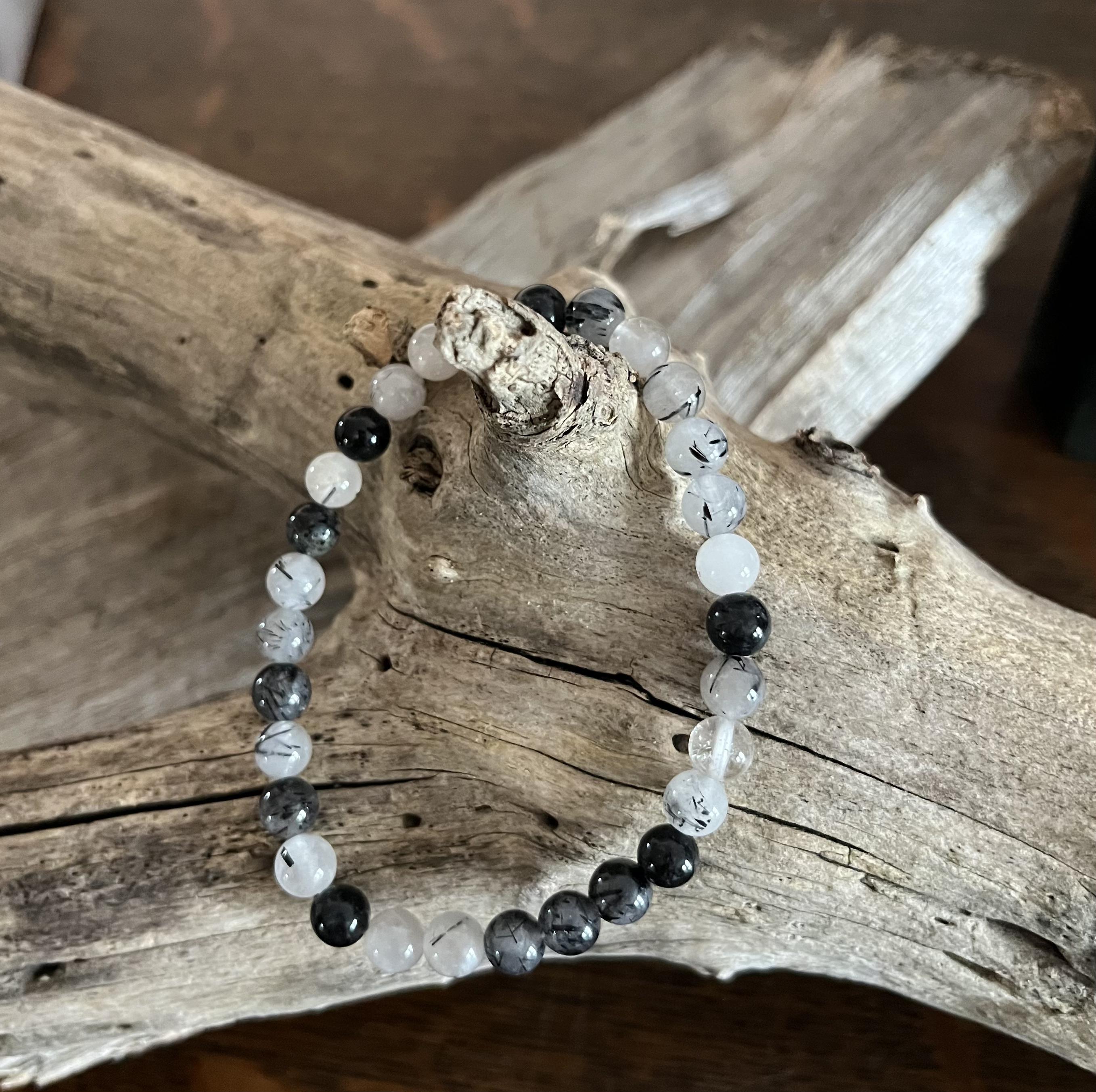 Tourmalated Quartz Stretch Bracelet — Medium to Large