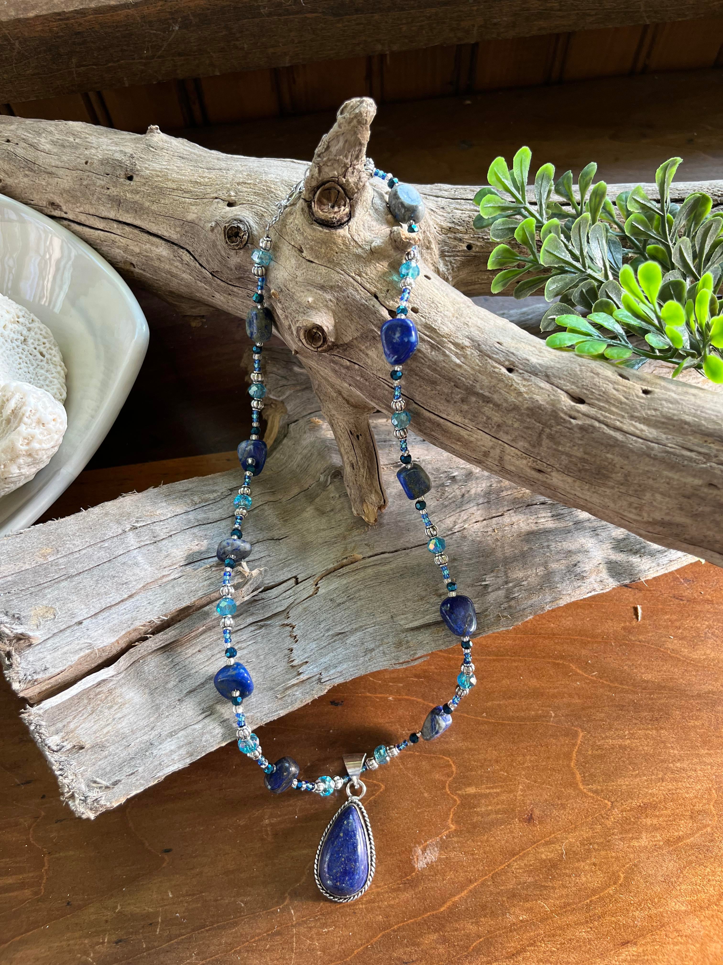 Gorgeous Lapis Lazuli Multi-Blue Sparkle Necklace