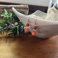Polished Carnelian & Peach Crystal Drop Earrings