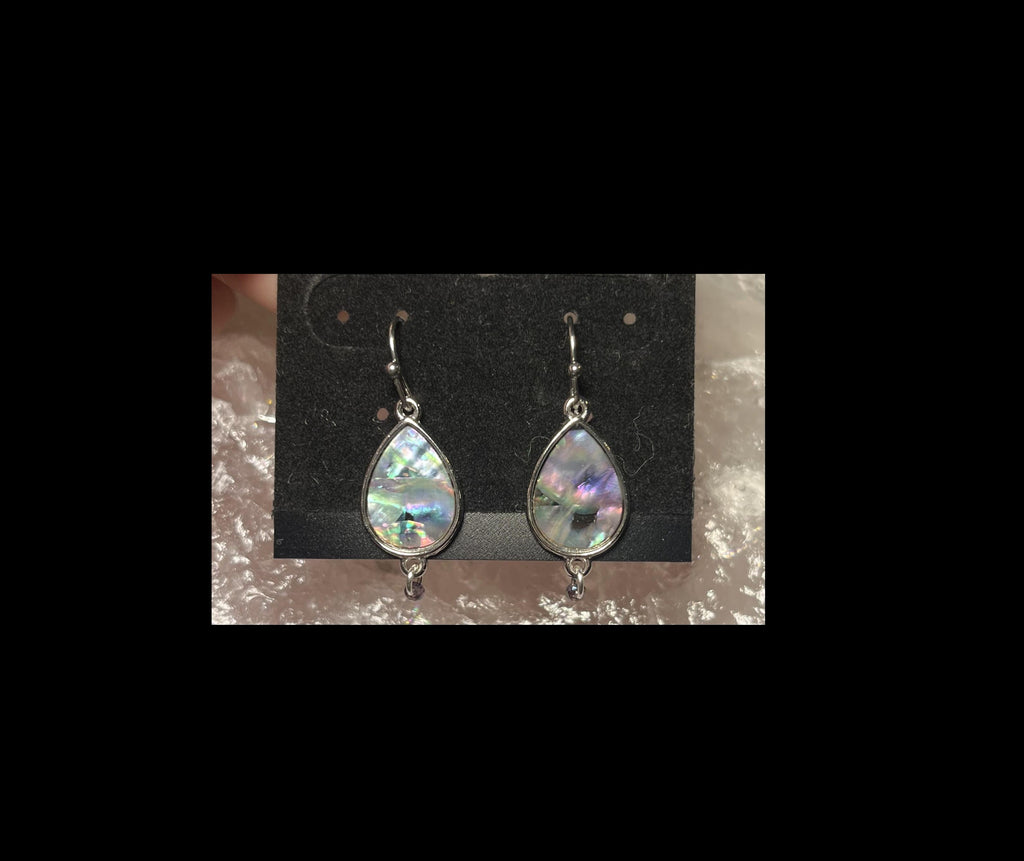 Abalone Earrings in Silver Tone