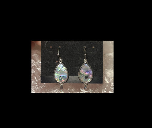 Abalone Earrings in Silver Tone