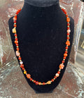 Genuine Carnelian Beaded Necklace with Gold Accents