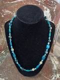 Genuine Chrysocolla Necklace with Ice Blue & Crackle Glass Beads