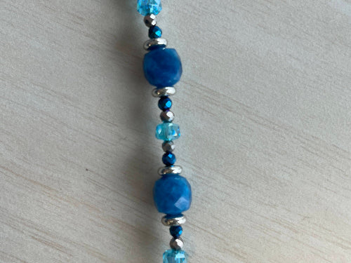 Blue Dolomite Jasper & Crystal Beaded Necklace