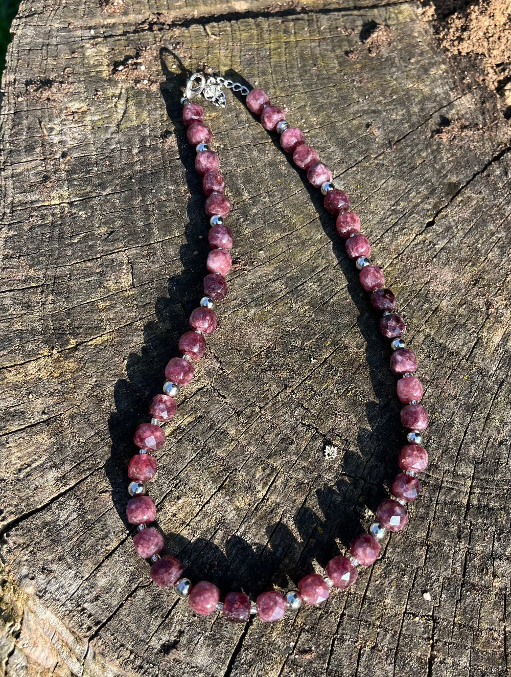 Faceted Natural Garnet Necklace with Stainless Steel Clasp