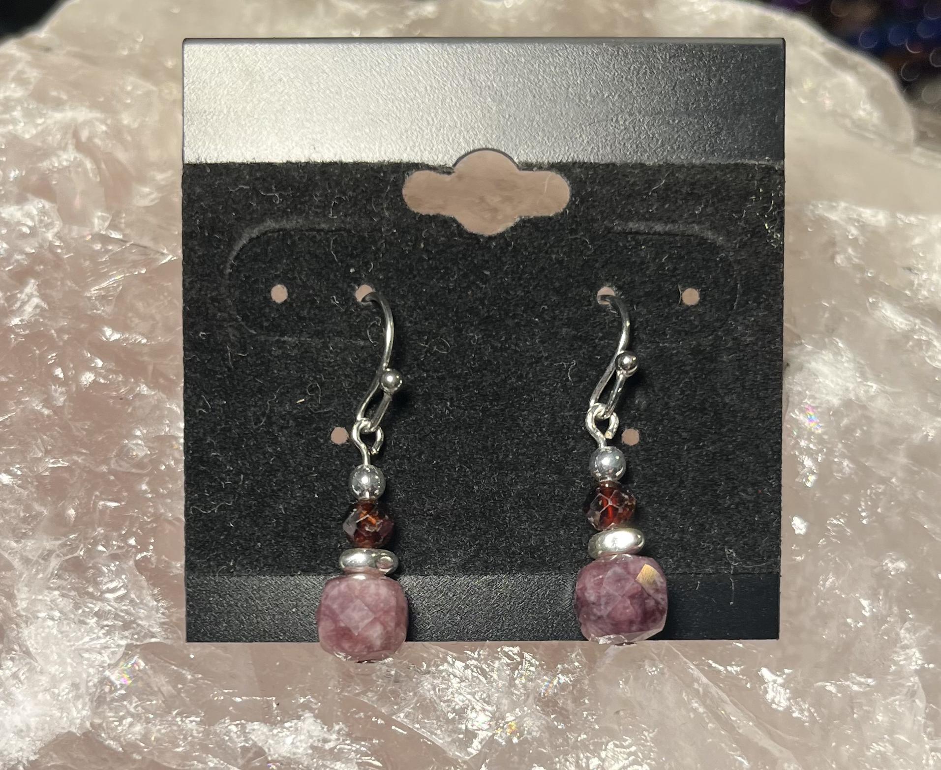 Faceted Rough & Polished Garnet Earrings