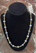 Sparkly Genuine Gray Jade Necklace with Gold Shimmer