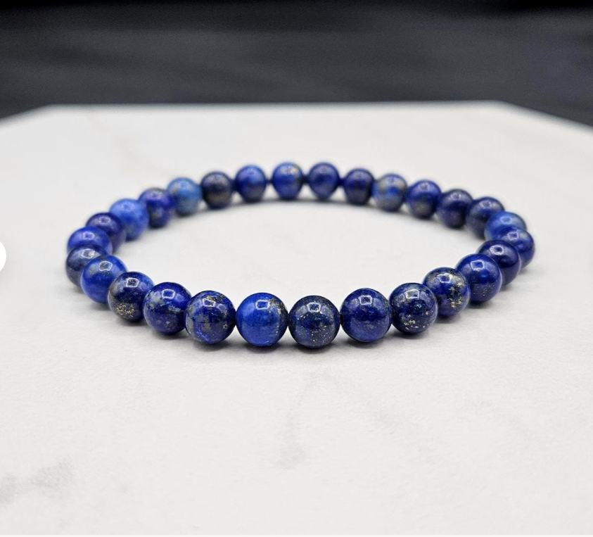 Genuine Lapis Lazuli Stretch Bracelet — Medium to Large