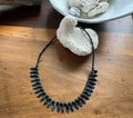Picasso Glass Black & Teal Fringe Collar Style Necklace
