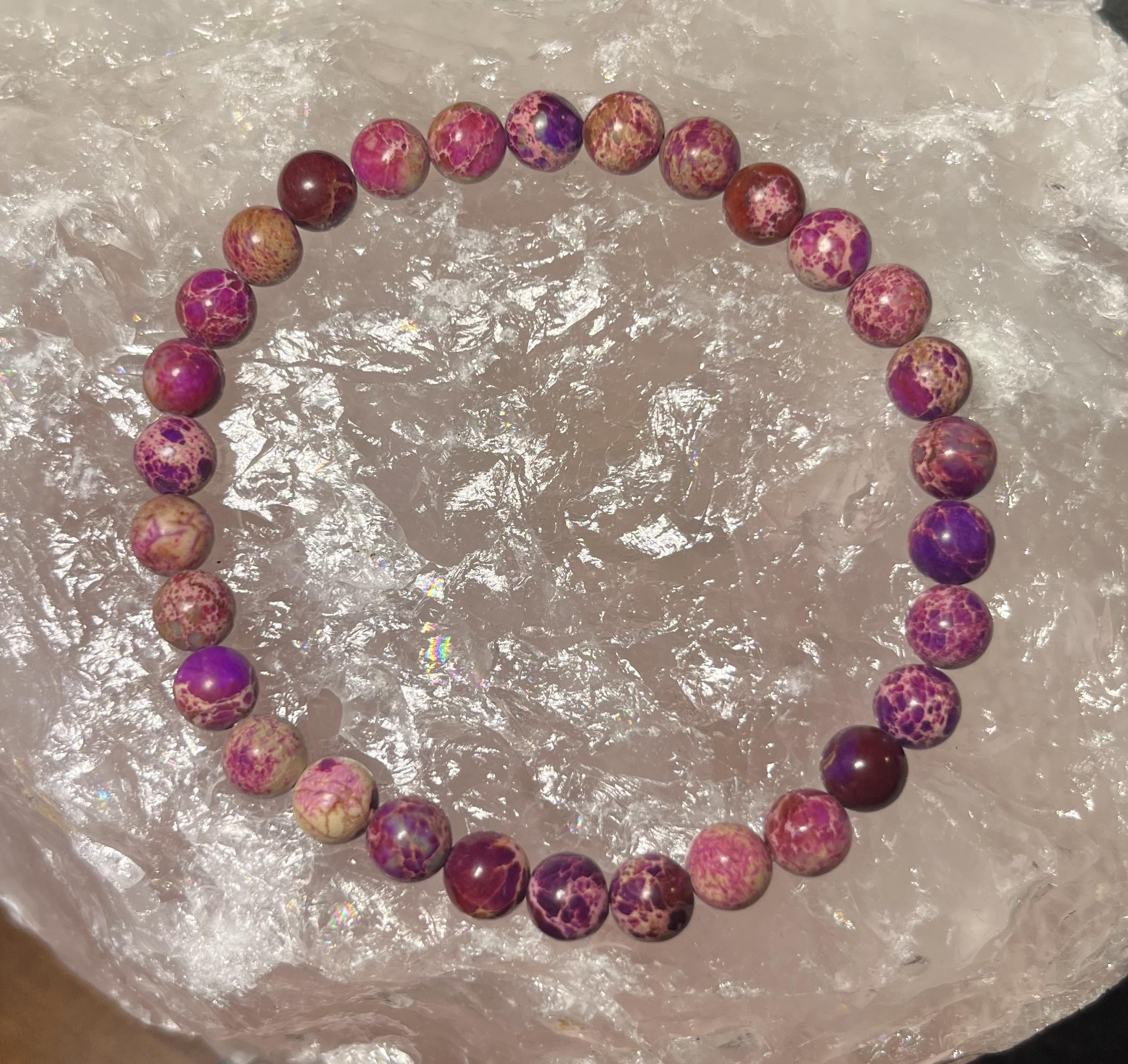 Purple Sea Sediment Jasper Stretch Bracelet — Medium to Large
