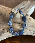 Genuine Sodalite Oval Stretch Bracelet — Medium to Large