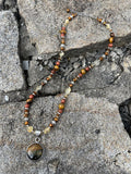 Tiger's Eye Pendant Necklace with Genuine Citrine & Goldstone